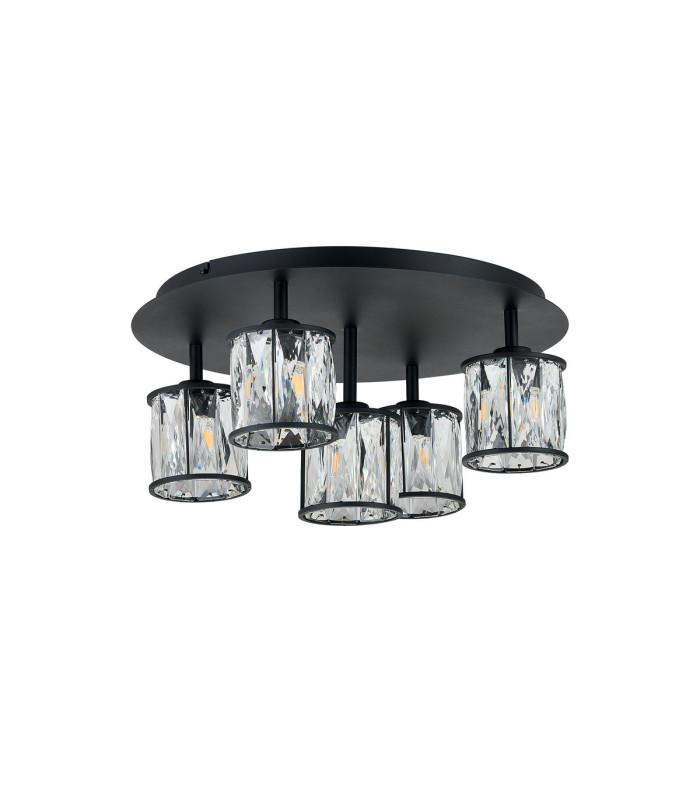 Keene 46cm Round 5 Light G9 Flush Sand Black / Clear Crystal Shade-3