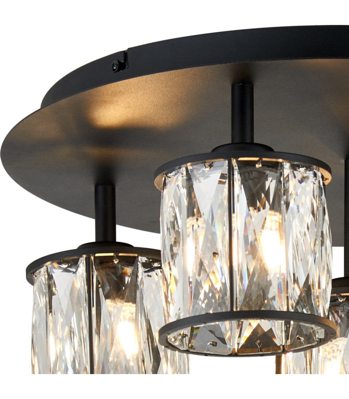 Keene 46cm Round 5 Light G9 Flush Sand Black / Clear Crystal Shade-4