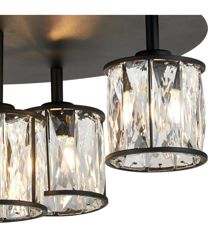 Keene 46cm Round 5 Light G9 Flush Sand Black / Clear Crystal Shade-5
