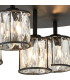 Keene 46cm Round 5 Light G9 Flush Sand Black / Clear Crystal Shade-6