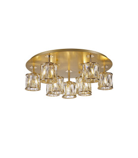Keene Round 9 Light G9 Flush Light French Gold / Clear Crystal Shade-1