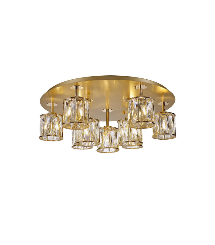 Keene Round 9 Light G9 Flush Light French Gold / Clear Crystal Shade-1