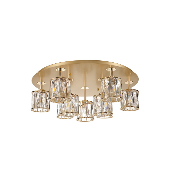 Keene Round 9 Light G9 Flush Light French Gold / Clear Crystal Shade-4