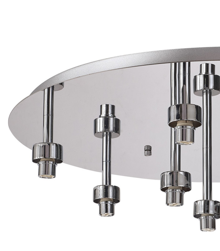 Keene 60.8cm Round 9 Light G9 Flush Light Polished Chrome / Clear Crystal Shade-5