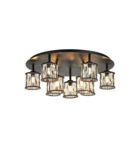 Keene 60.8cm Round 9 Light G9 Flush Sand Black / Clear Crystal Shade-1