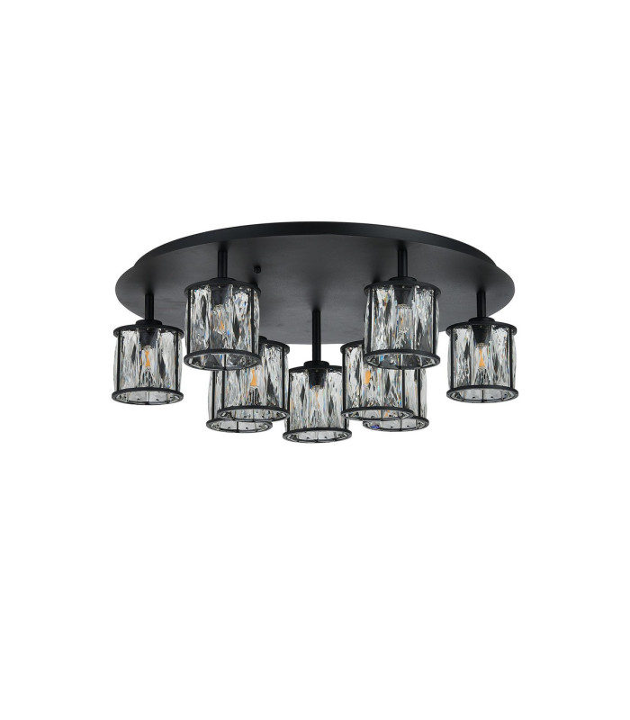 Keene 60.8cm Round 9 Light G9 Flush Sand Black / Clear Crystal Shade-4