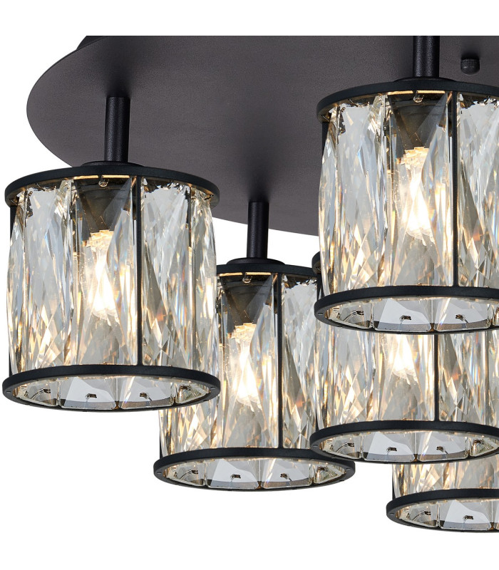 Keene 60.8cm Round 9 Light G9 Flush Sand Black / Clear Crystal Shade-5