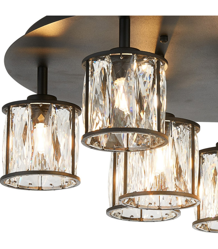 Keene 60.8cm Round 9 Light G9 Flush Sand Black / Clear Crystal Shade-6