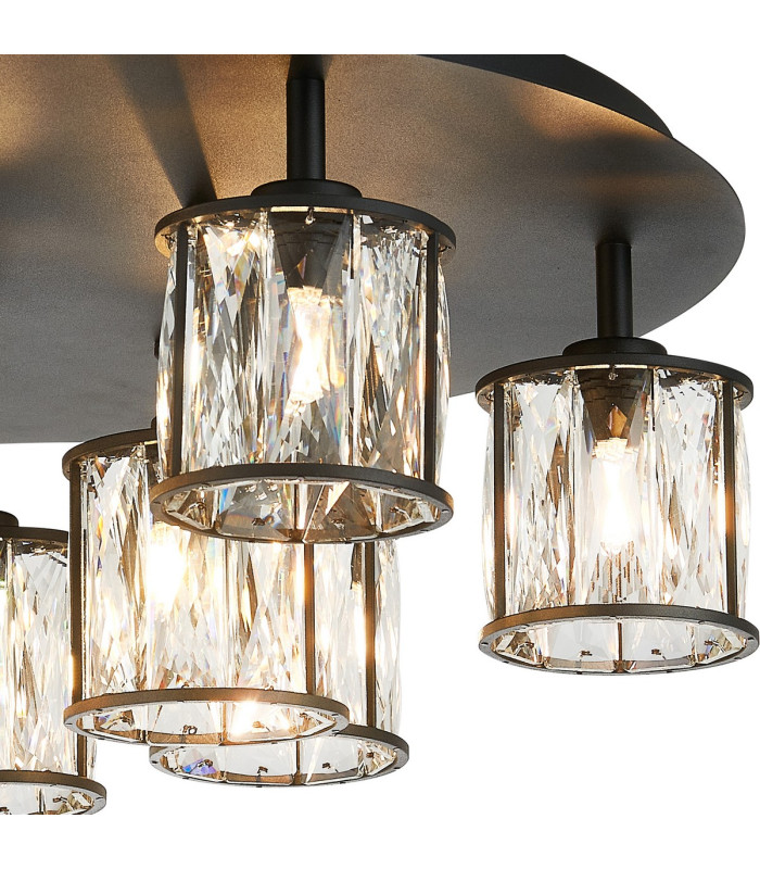 Keene 60.8cm Round 9 Light G9 Flush Sand Black / Clear Crystal Shade-7