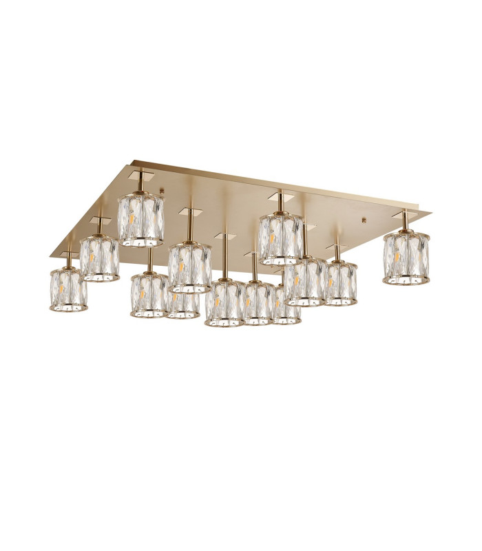 Keene Square 13 Light G9 Flush Light French Gold / Clear Crystal Shade Item Weight: 21.1kg-4
