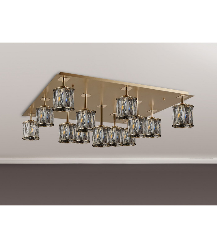 Keene Square 13 Light G9 Flush Light French Gold / Clear Crystal Shade Item Weight: 21.1kg-9