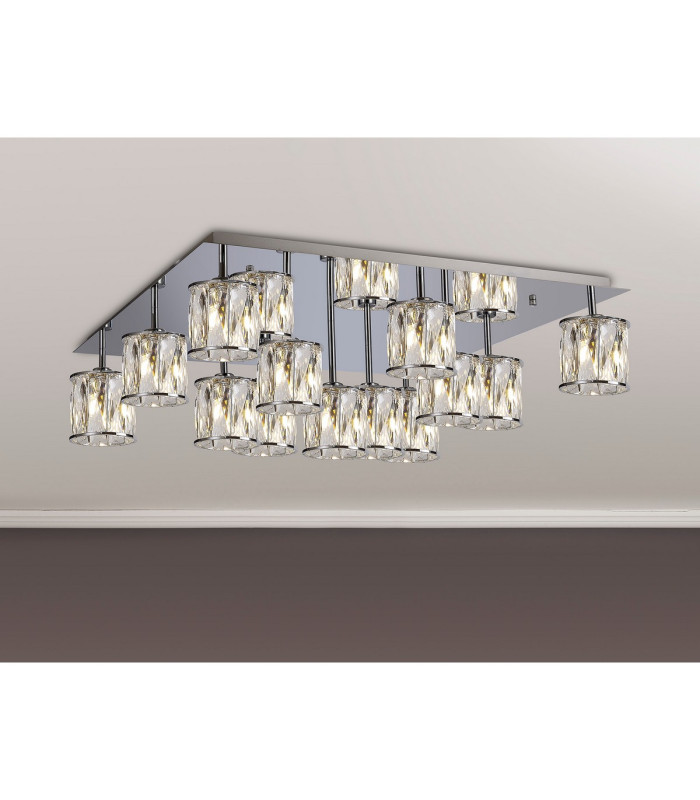 Keene Square 13 Light G9 Flush Light Polished Chrome / Clear Crystal Shade Item Weight: 21.1kg-3