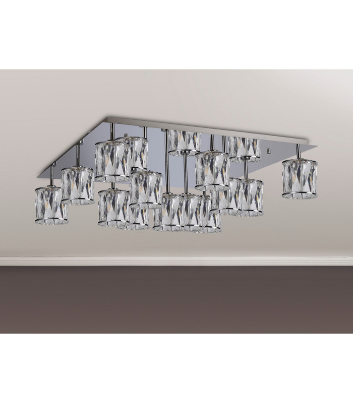 Keene Square 13 Light G9 Flush Light Polished Chrome / Clear Crystal Shade Item Weight: 21.1kg-13