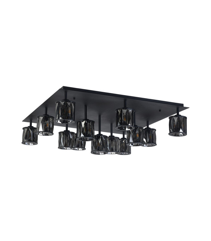 Keene Square 13 Light G9 Flush Light Satin Black / Smoke Crystal Shade Item Weight: 21.1kg-4