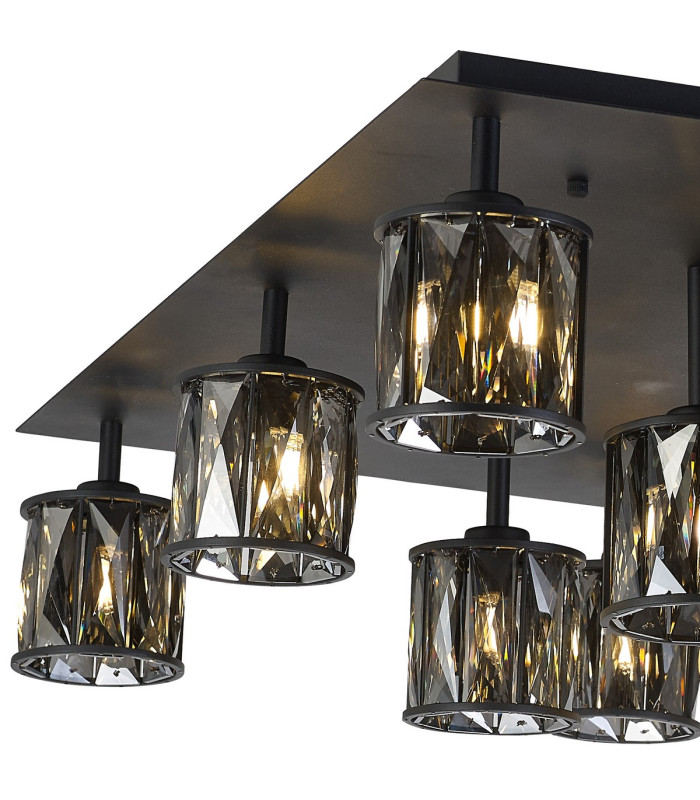 Keene Square 13 Light G9 Flush Light Satin Black / Smoke Crystal Shade Item Weight: 21.1kg-5