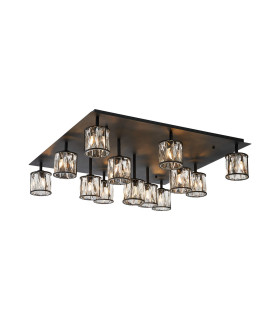 Keene Square 13 Light G9 Flush Sand Black / Clear Crystal Shade Item Weight: 21.1kg-1