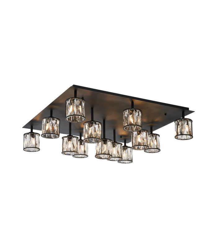 Keene Square 13 Light G9 Flush Sand Black / Clear Crystal Shade Item Weight: 21.1kg-1