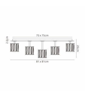 Keene Square 13 Light G9 Flush Sand Black / Clear Crystal Shade Item Weight: 21.1kg-2