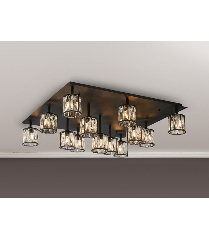 Keene Square 13 Light G9 Flush Sand Black / Clear Crystal Shade Item Weight: 21.1kg-3