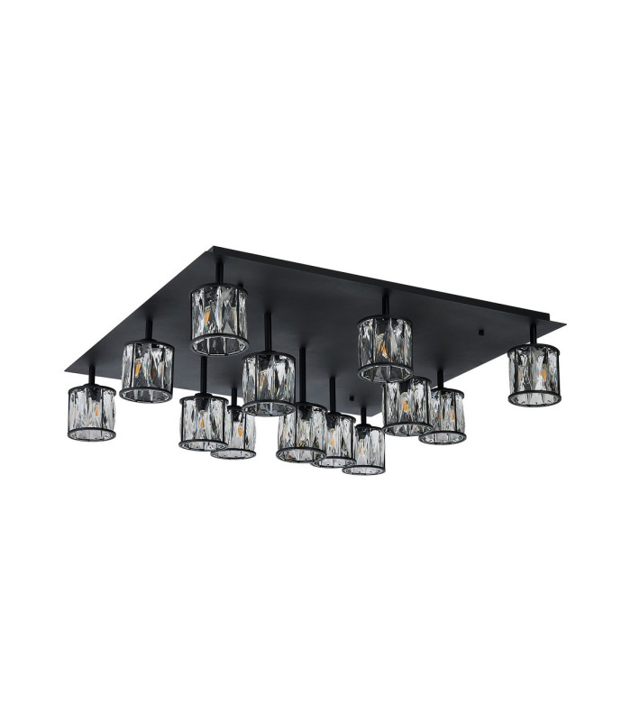 Keene Square 13 Light G9 Flush Sand Black / Clear Crystal Shade Item Weight: 21.1kg-4