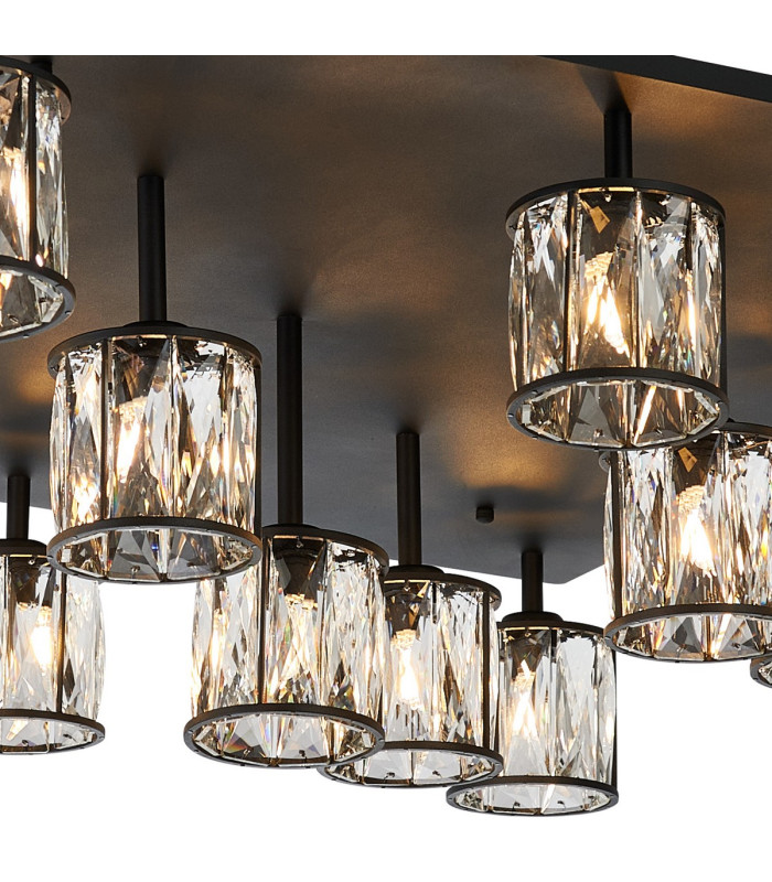 Keene Square 13 Light G9 Flush Sand Black / Clear Crystal Shade Item Weight: 21.1kg-6