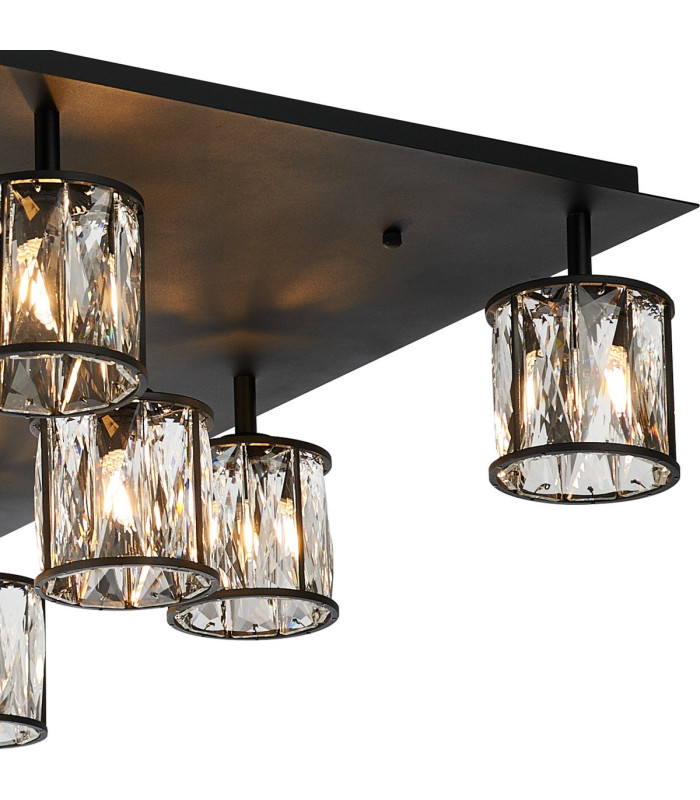 Keene Square 13 Light G9 Flush Sand Black / Clear Crystal Shade Item Weight: 21.1kg-7