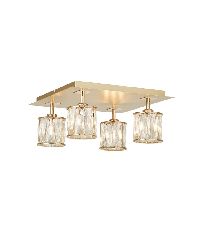 Keene Square 4 Light G9 40cm Flush Light French Gold / Clear Crystal Shade-1