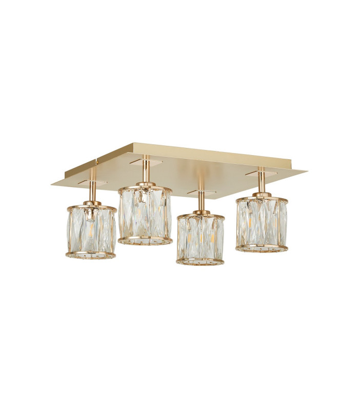 Keene Square 4 Light G9 40cm Flush Light French Gold / Clear Crystal Shade-5