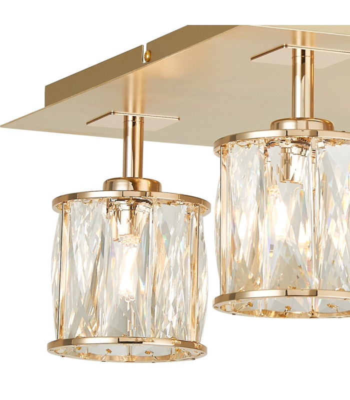 Keene Square 4 Light G9 40cm Flush Light French Gold / Clear Crystal Shade-6