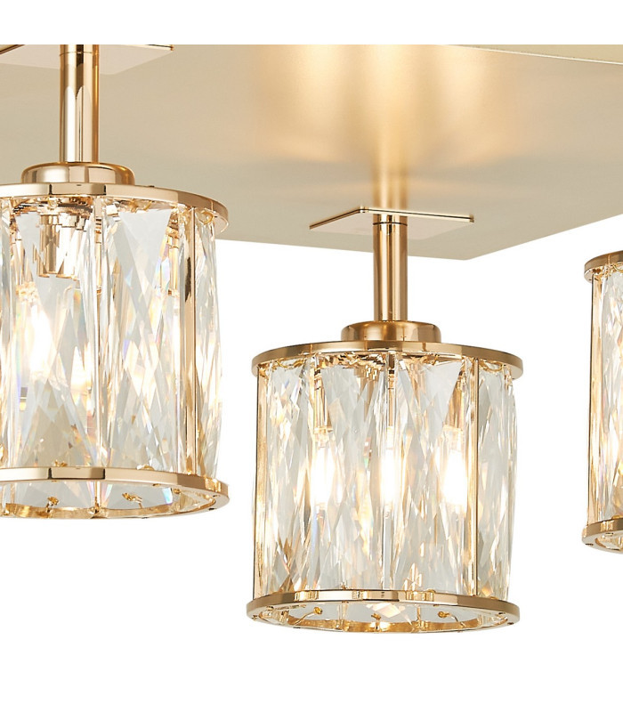 Keene Square 4 Light G9 40cm Flush Light French Gold / Clear Crystal Shade-7