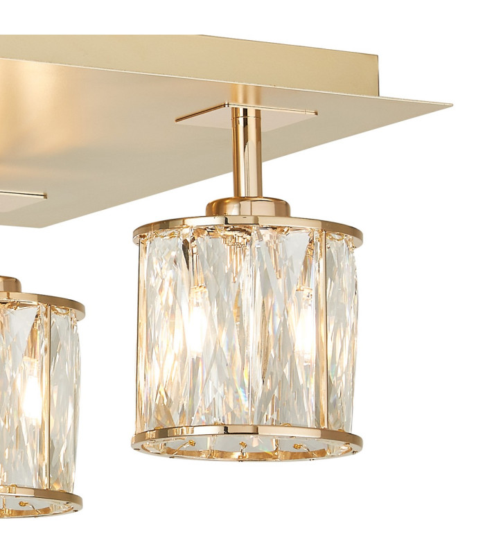 Keene Square 4 Light G9 40cm Flush Light French Gold / Clear Crystal Shade-8