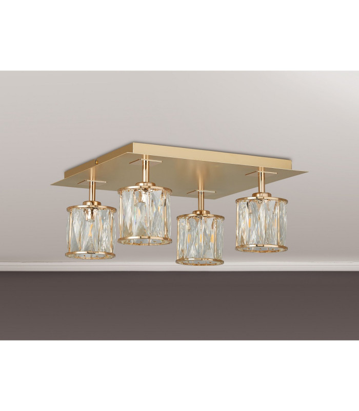 Keene Square 4 Light G9 40cm Flush Light French Gold / Clear Crystal Shade-13