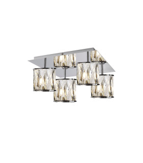 Keene Square 4 Light G9 40cm Flush Light Polished Chrome / Clear Crystal Shade-1