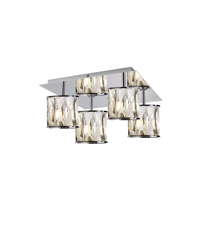 Keene Square 4 Light G9 40cm Flush Light Polished Chrome / Clear Crystal Shade-1