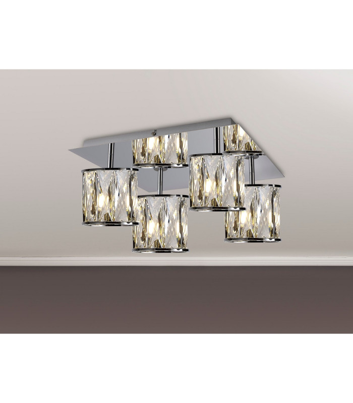 Keene Square 4 Light G9 40cm Flush Light Polished Chrome / Clear Crystal Shade-3