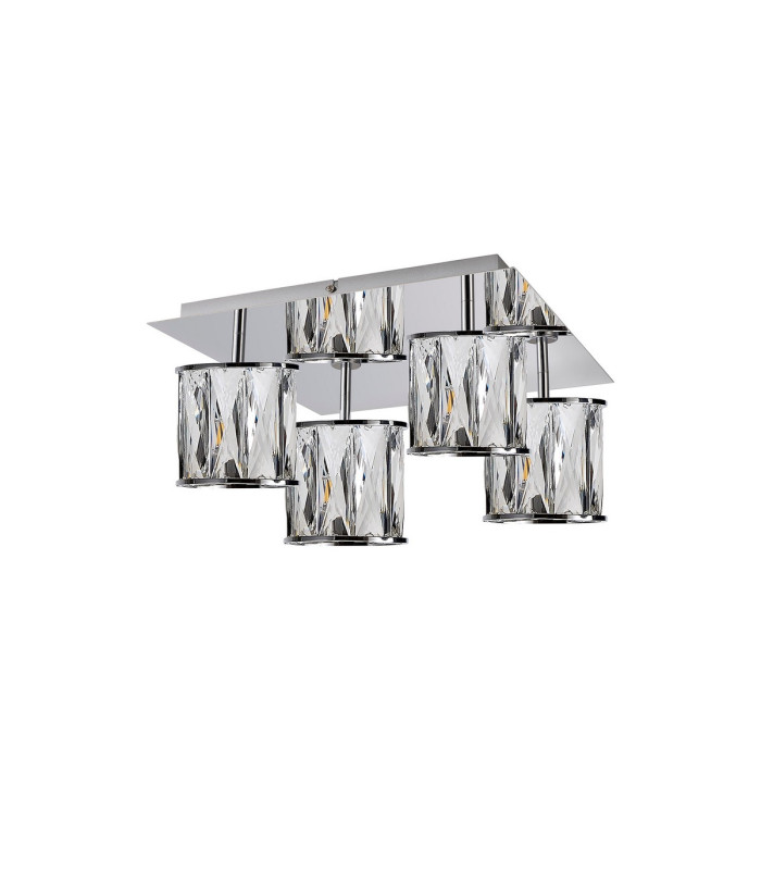 Keene Square 4 Light G9 40cm Flush Light Polished Chrome / Clear Crystal Shade-4