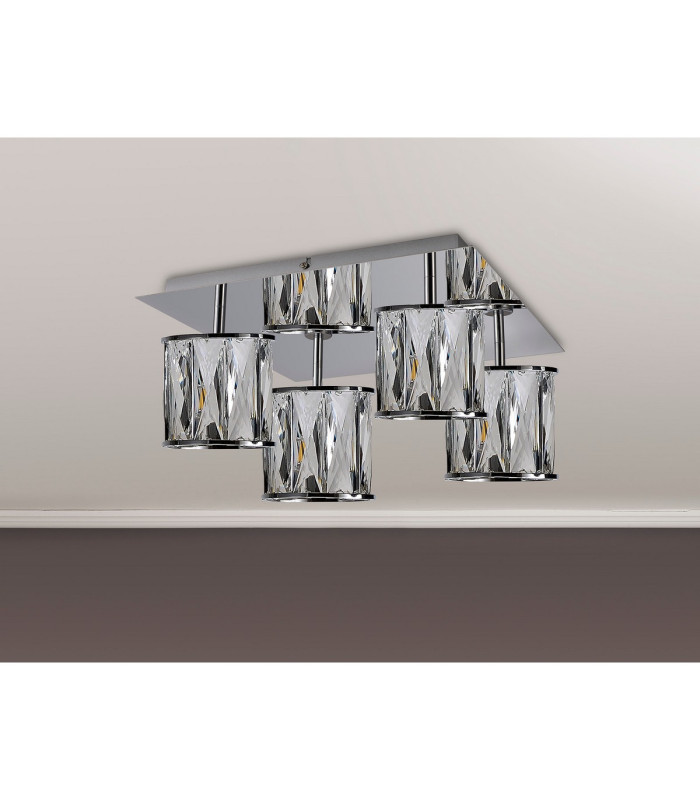 Keene Square 4 Light G9 40cm Flush Light Polished Chrome / Clear Crystal Shade-10