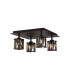 Keene Square 4 Light G9 40cm Flush Light Satin Black / Smoke Crystal Shade-1