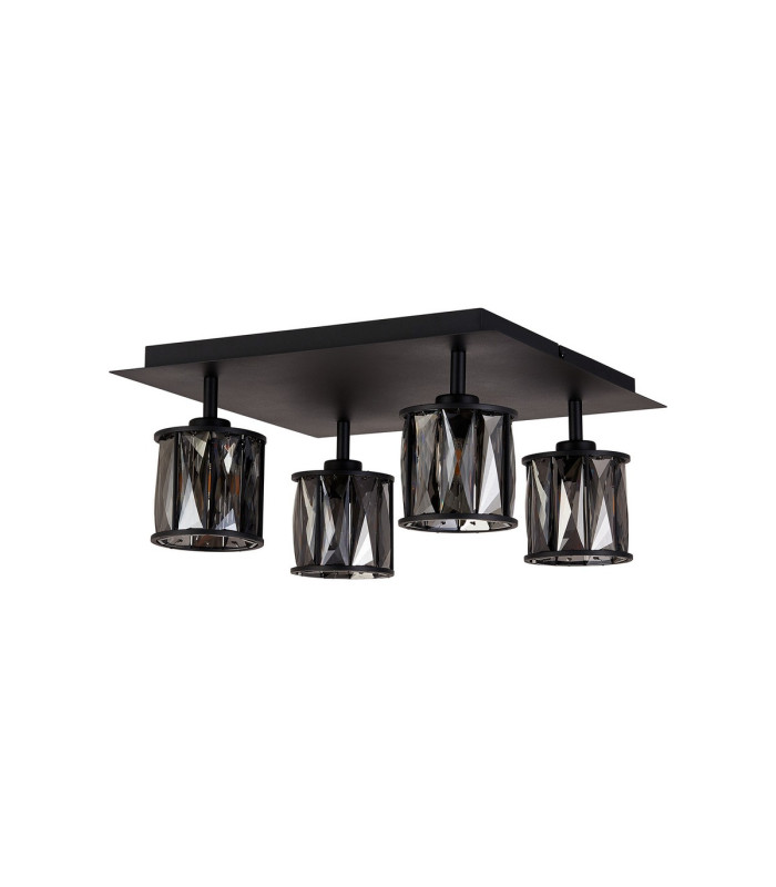 Keene Square 4 Light G9 40cm Flush Light Satin Black / Smoke Crystal Shade-4