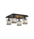 Keene Square 4 Light G9 Flush Sand Black / Clear Crystal Shade-1
