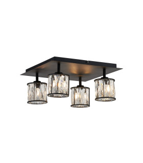 Keene Square 4 Light G9 Flush Sand Black / Clear Crystal Shade-1
