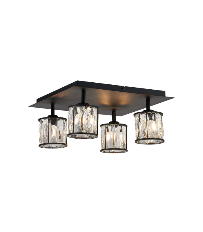Keene Square 4 Light G9 Flush Sand Black / Clear Crystal Shade-1