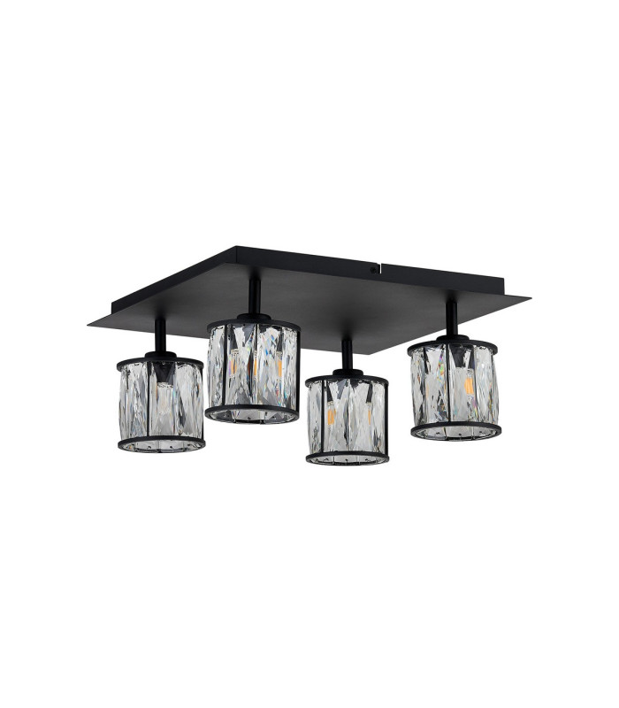 Keene Square 4 Light G9 Flush Sand Black / Clear Crystal Shade-4