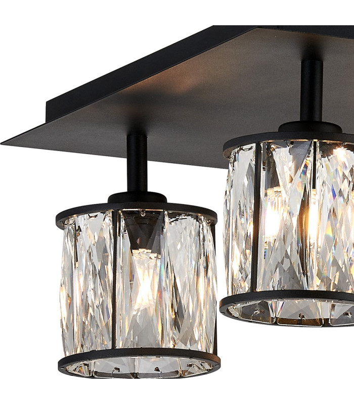 Keene Square 4 Light G9 Flush Sand Black / Clear Crystal Shade-5