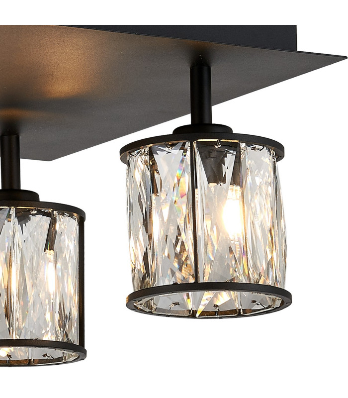 Keene Square 4 Light G9 Flush Sand Black / Clear Crystal Shade-6