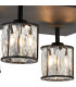 Keene Square 4 Light G9 Flush Sand Black / Clear Crystal Shade-7