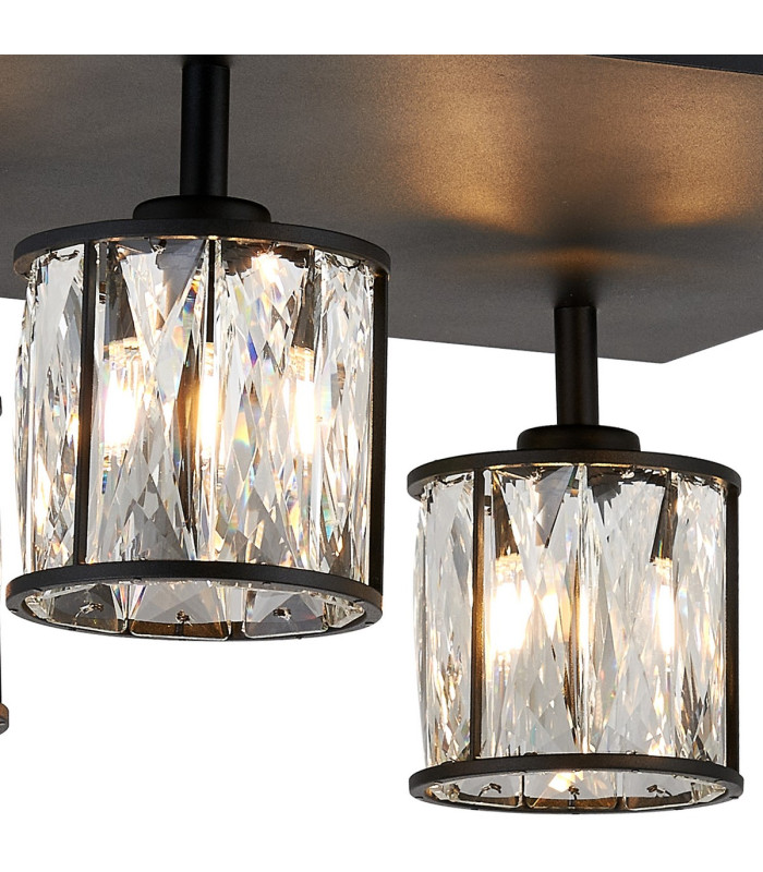 Keene Square 4 Light G9 Flush Sand Black / Clear Crystal Shade-7