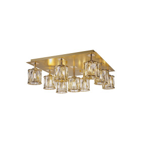 Keene Square 9 Light G9 Flush Light French Gold / Clear Crystal Shade-1
