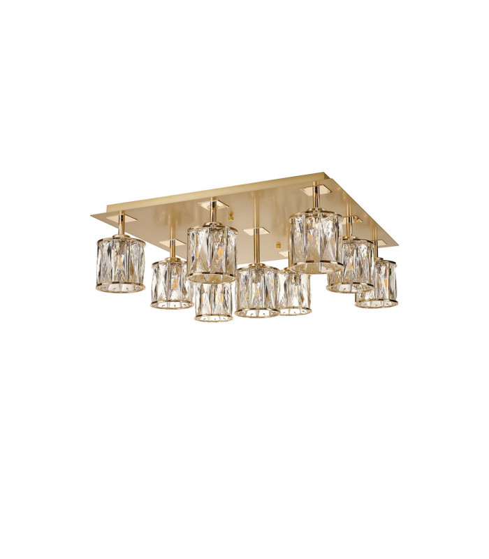 Keene Square 9 Light G9 Flush Light French Gold / Clear Crystal Shade-4