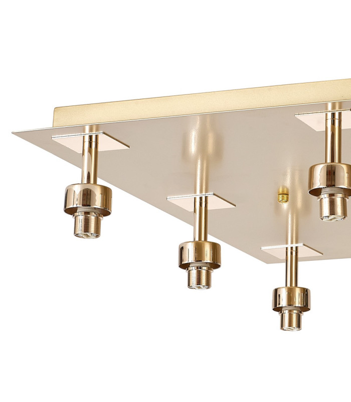 Keene Square 9 Light G9 Flush Light French Gold / Clear Crystal Shade-5